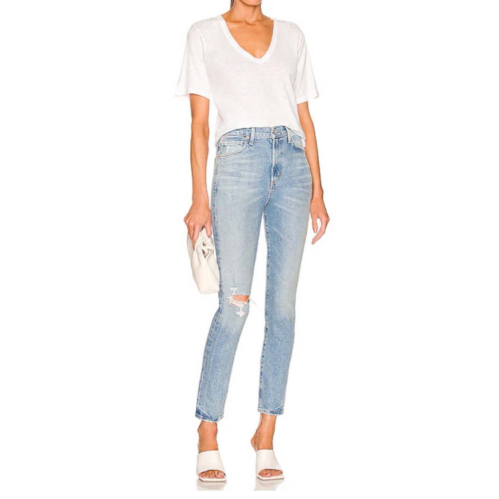 Olivia High Rise Slim Jeans in Santorini
